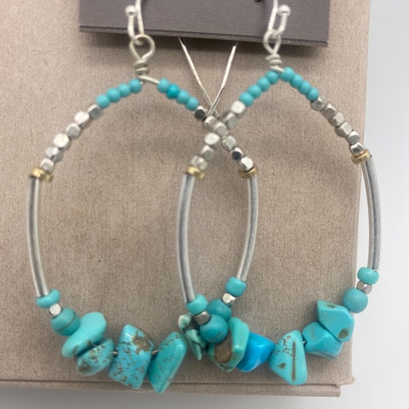 Turquoise Skies Beaded Frontal Hoops - Picture 5 of 6